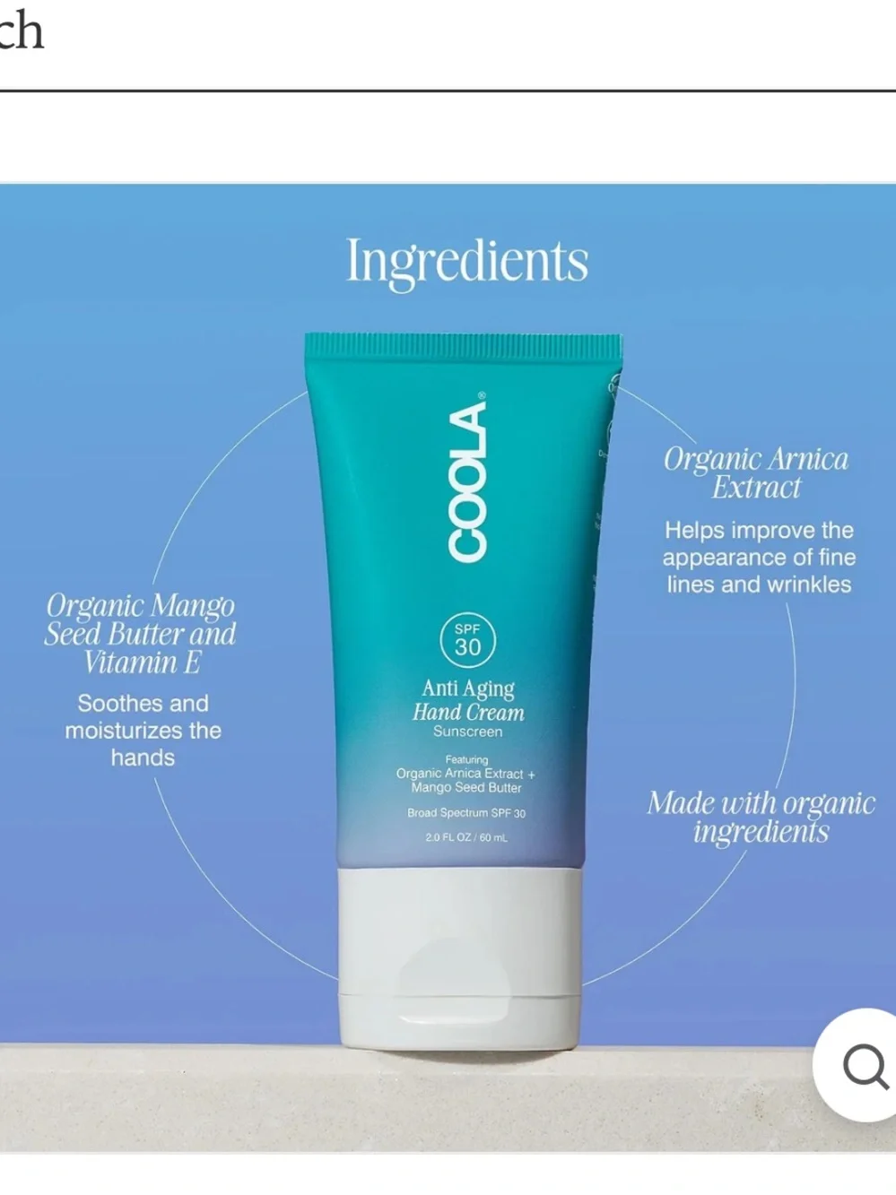 NWOB COOLA Anti-Aging Hand Cream sunscreen 2.0fl oz SPF 30